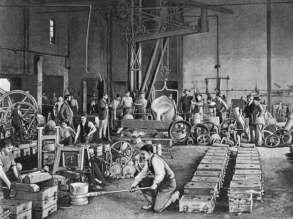 Eisengießen in Deutschland um 1900, Foto: Adobe Stock/Archivist Eisengießen in Deutschland um 1900